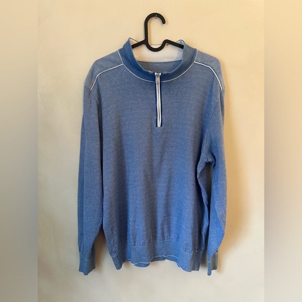 Paul&Shark Cotton Quarter Zip Large Blue/White Stripes